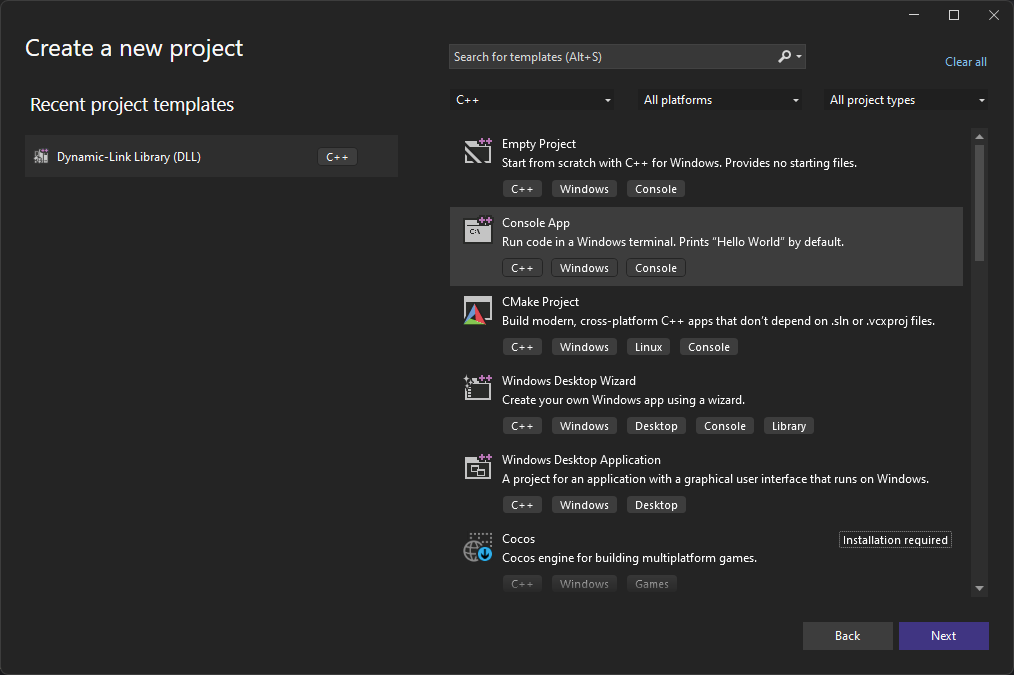 Visual Studio Project Creation Wizard