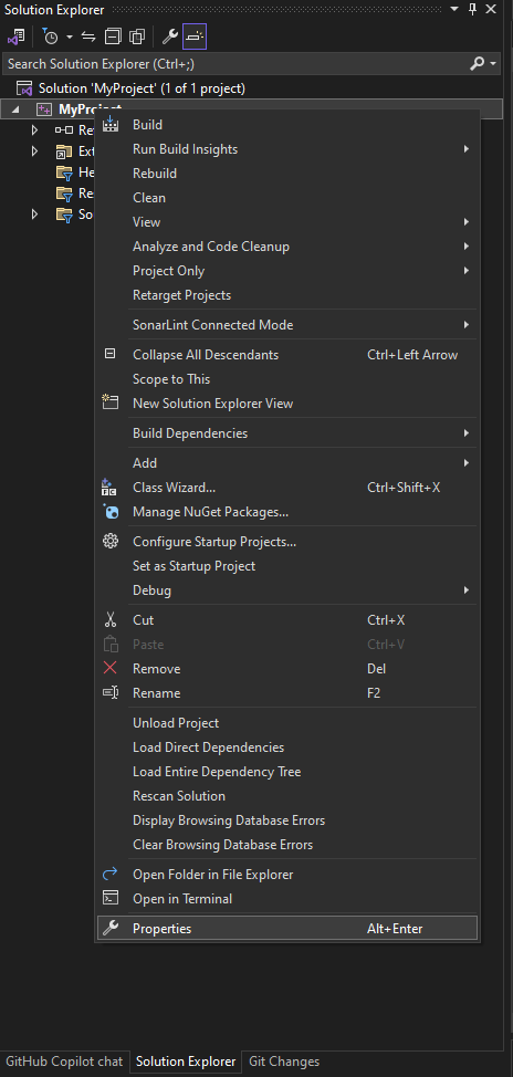 Project Properties access via Solution Explorer